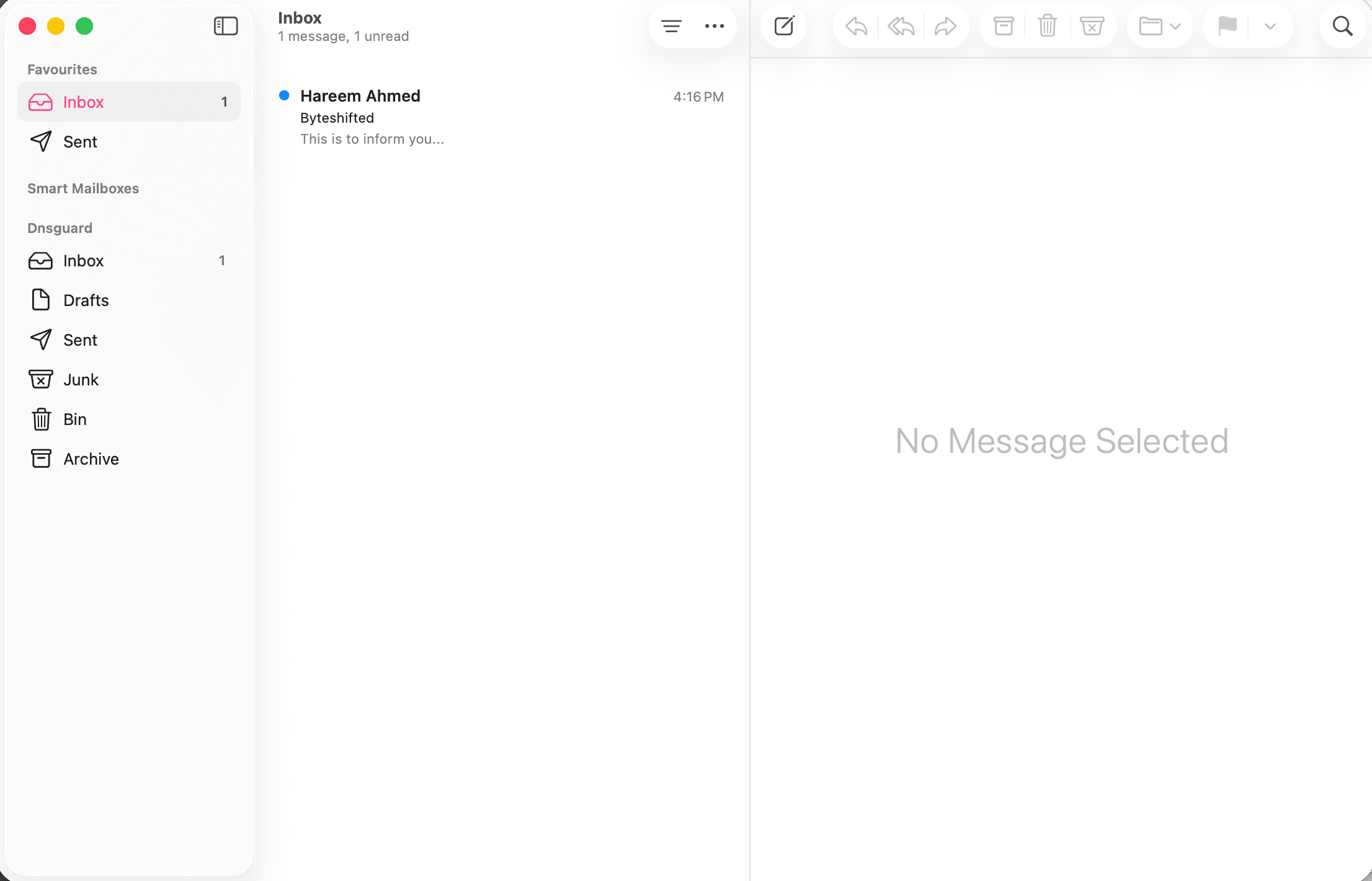Mail inbox with your account connected