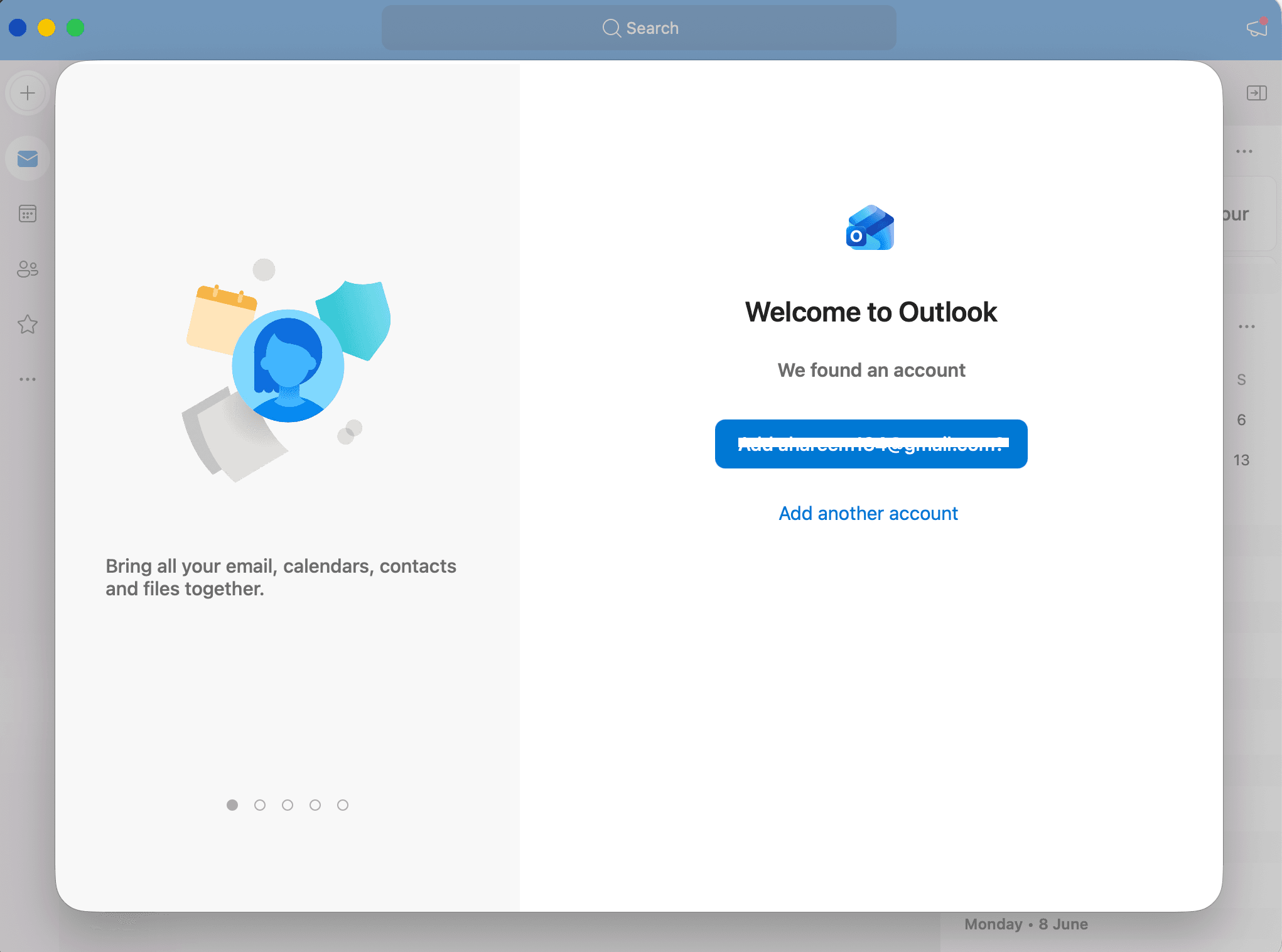 Welcome to Outlook with Add another account