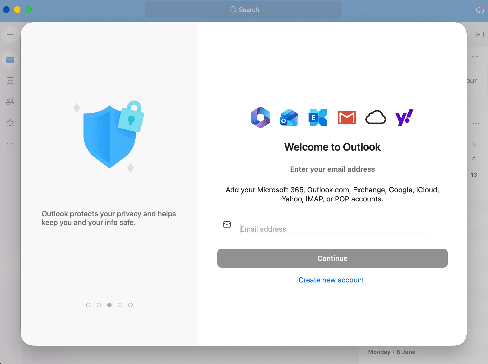 Enter email address and Continue